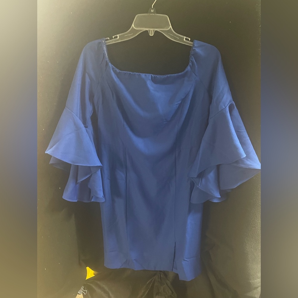 Size 10 royal blue Venus off the shoulder flared sleeves dress